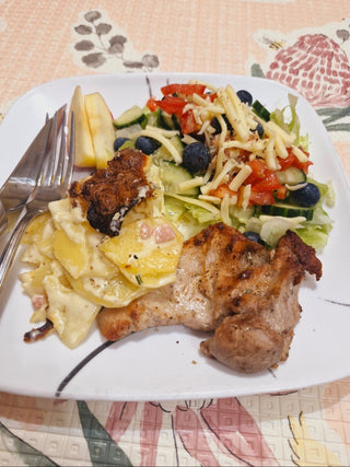 Grilled Lemon Pepper Chicken with Creamy Potato Bake
